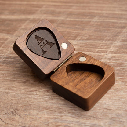 Personalized Engraved Walnut Guitar Pick Case: Musician Gift