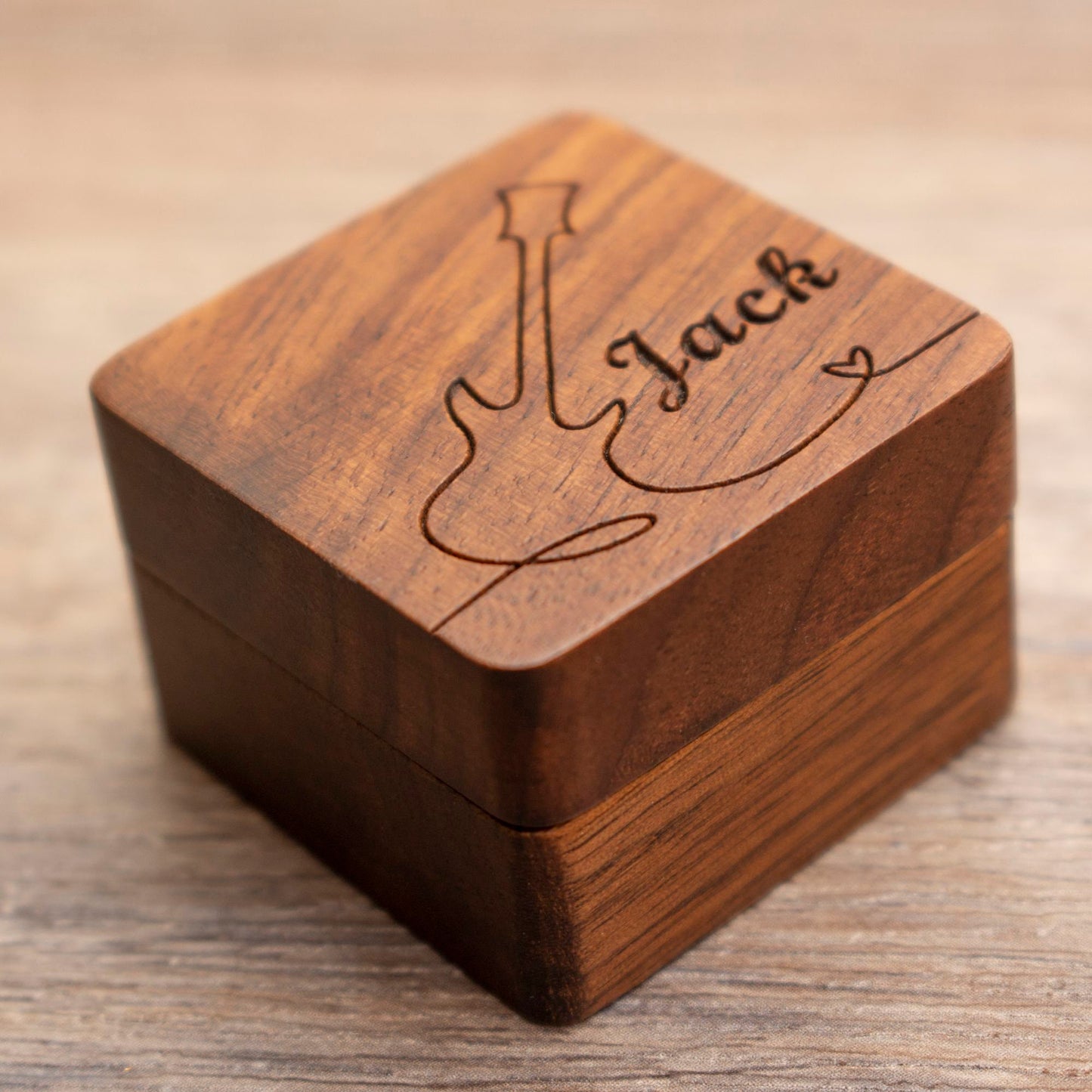 Personalized Engraved Walnut Guitar Pick Case: Musician Gift