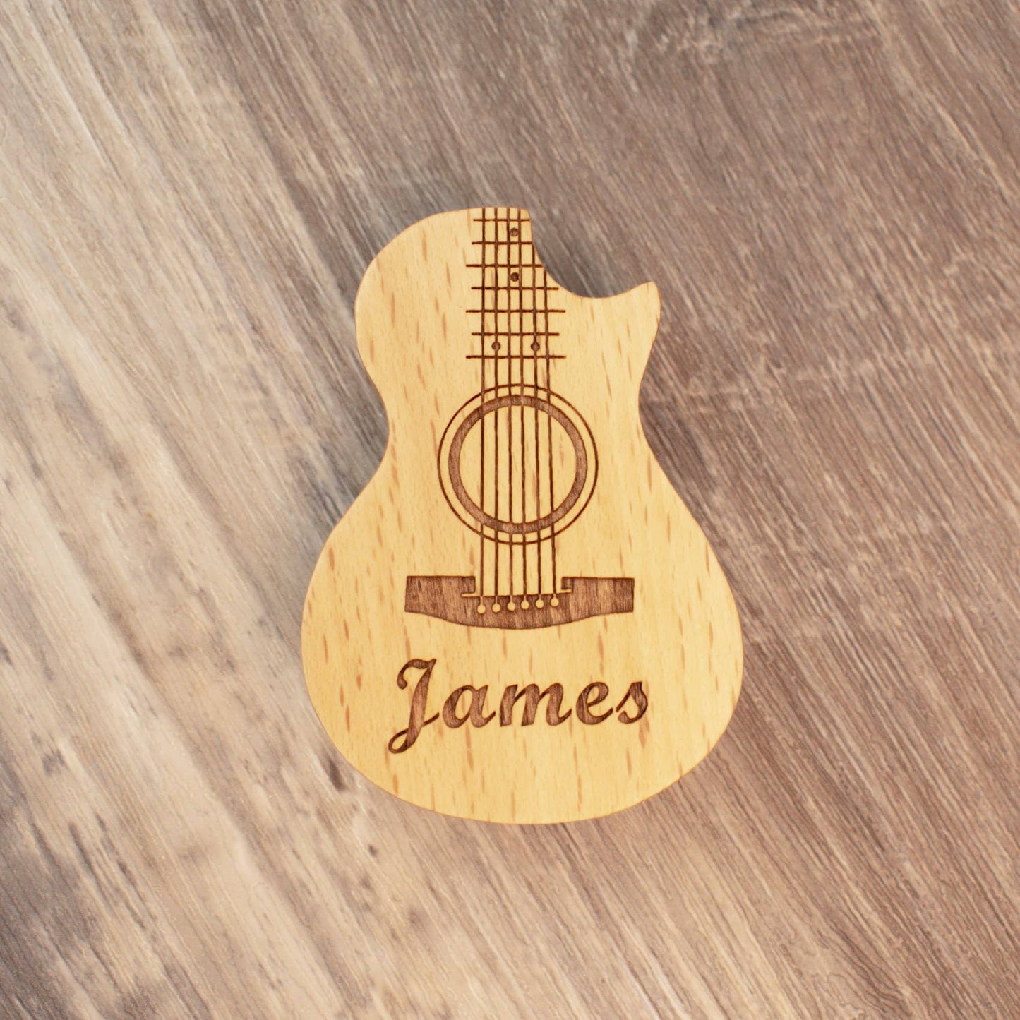 Personalized Wooden Guitar Pick Case: Engraved Musician Gift