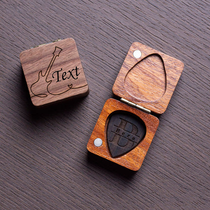 Personalized Wooden Guitar Pick Set: Engraved Plectrum Box
