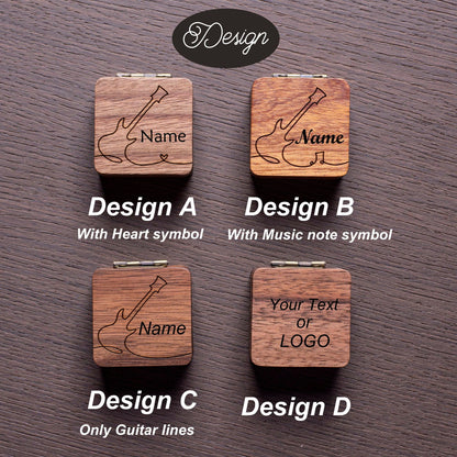 Personalized Wooden Guitar Pick Set: Engraved Plectrum Box