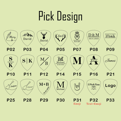 Personalized Wooden Guitar Picks with Case, Custom Guitar Pick Holder, Plectrum Box Guitar Player Gift, Father's Day, Gifts for Christmas