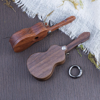 Personalized Wooden Guitar Pick Case: Musician Gift with Keychain