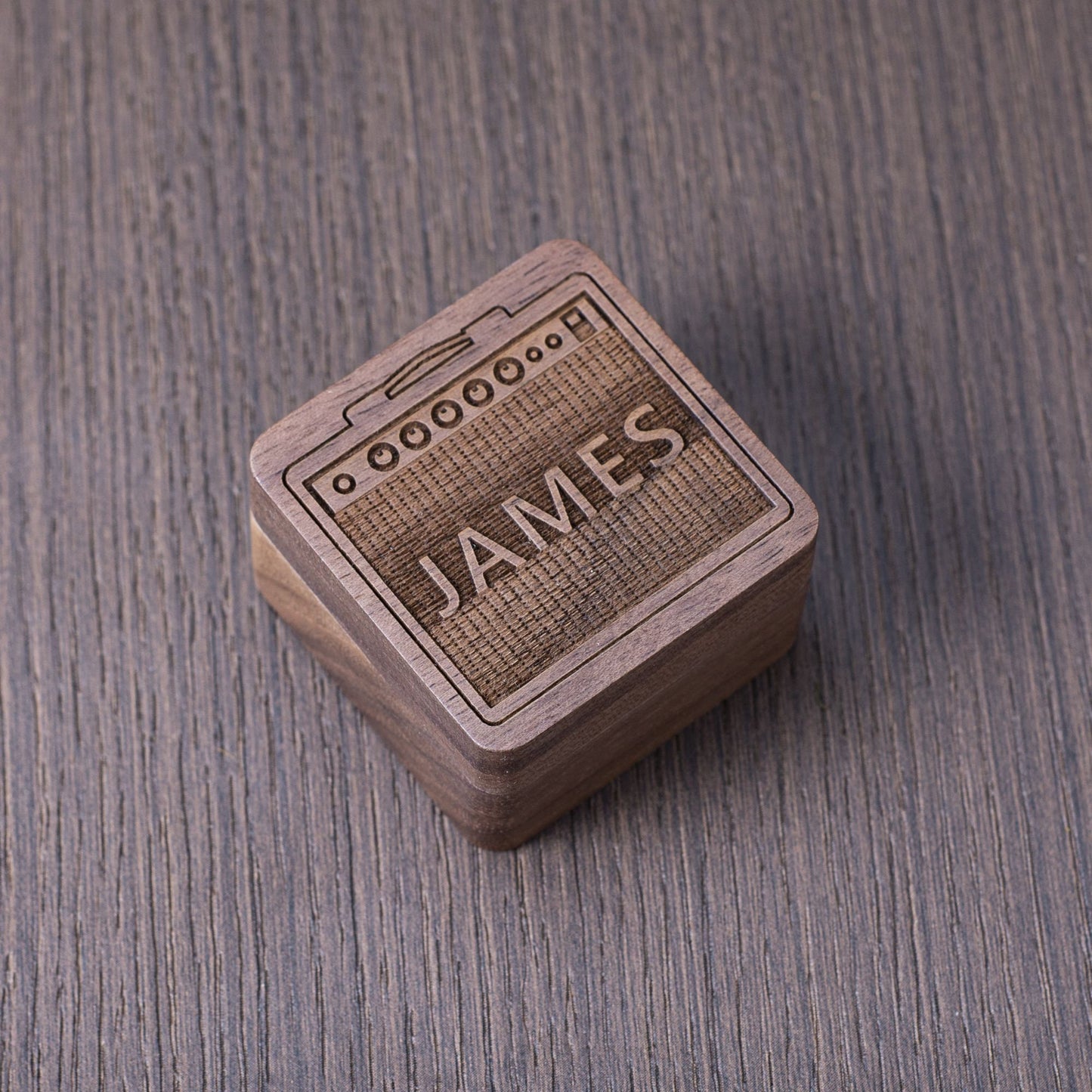 Personalized Walnut Guitar Pick Case: Engraved Plectrum Box, Guitarist Gift