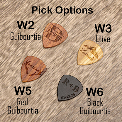 Personalized Wooden Guitar Pick Case: Engraved Musician Gift