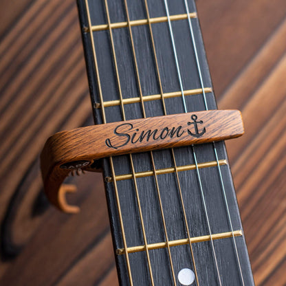Personalized Wooden Guitar Pick Set: Engraved Plectrum Box, Musician Gift