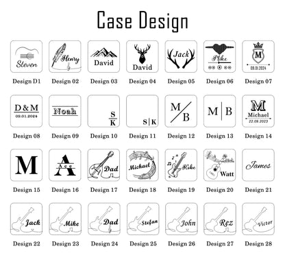 Personalized Wooden Guitar Picks with Case, Custom Guitar Pick Holder, Plectrum Box Guitar Player Gift, Father's Day, Gifts for Christmas