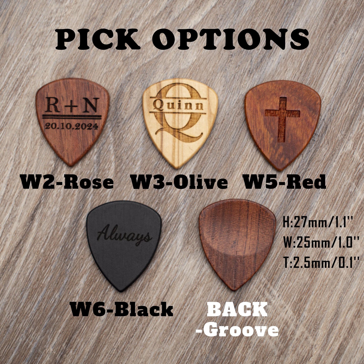 Personalized Walnut Wooden Guitar Pick Case: Engraved Plectrum Holder