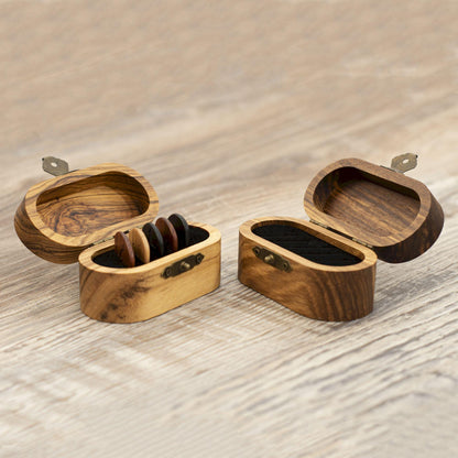 Personalized Zebrawood Guitar Pick Case: Engraved Plectrum Box, Musician Gift