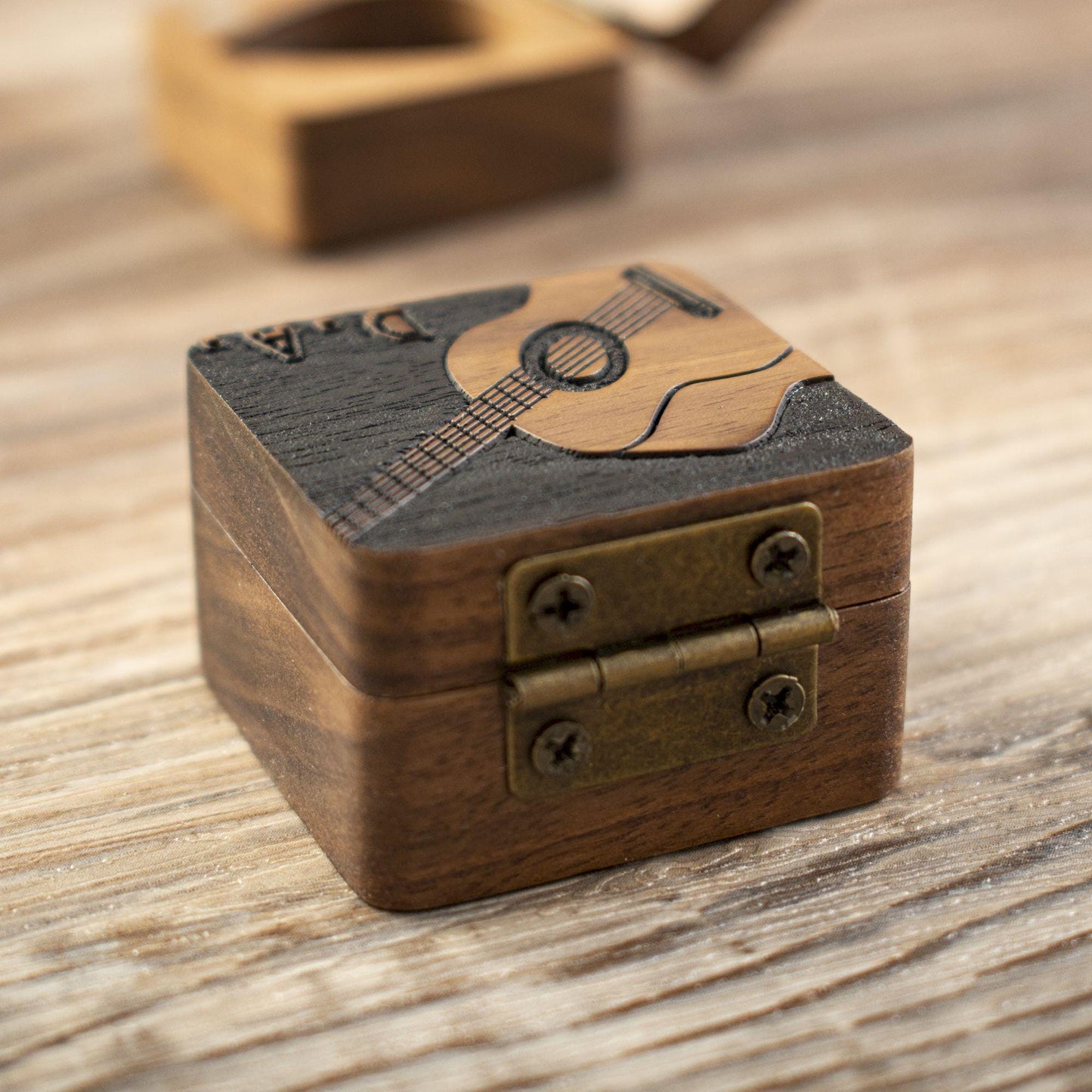 Personalized Wood 3D Guitar Pick Case, Custom Engraved Pick Box,  Christmas Gift for Guitarists