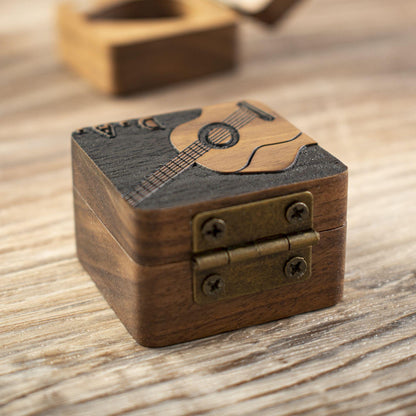 Personalized Wood 3D Guitar Pick Case, Custom Engraved Pick Box,  Christmas Gift for Guitarists