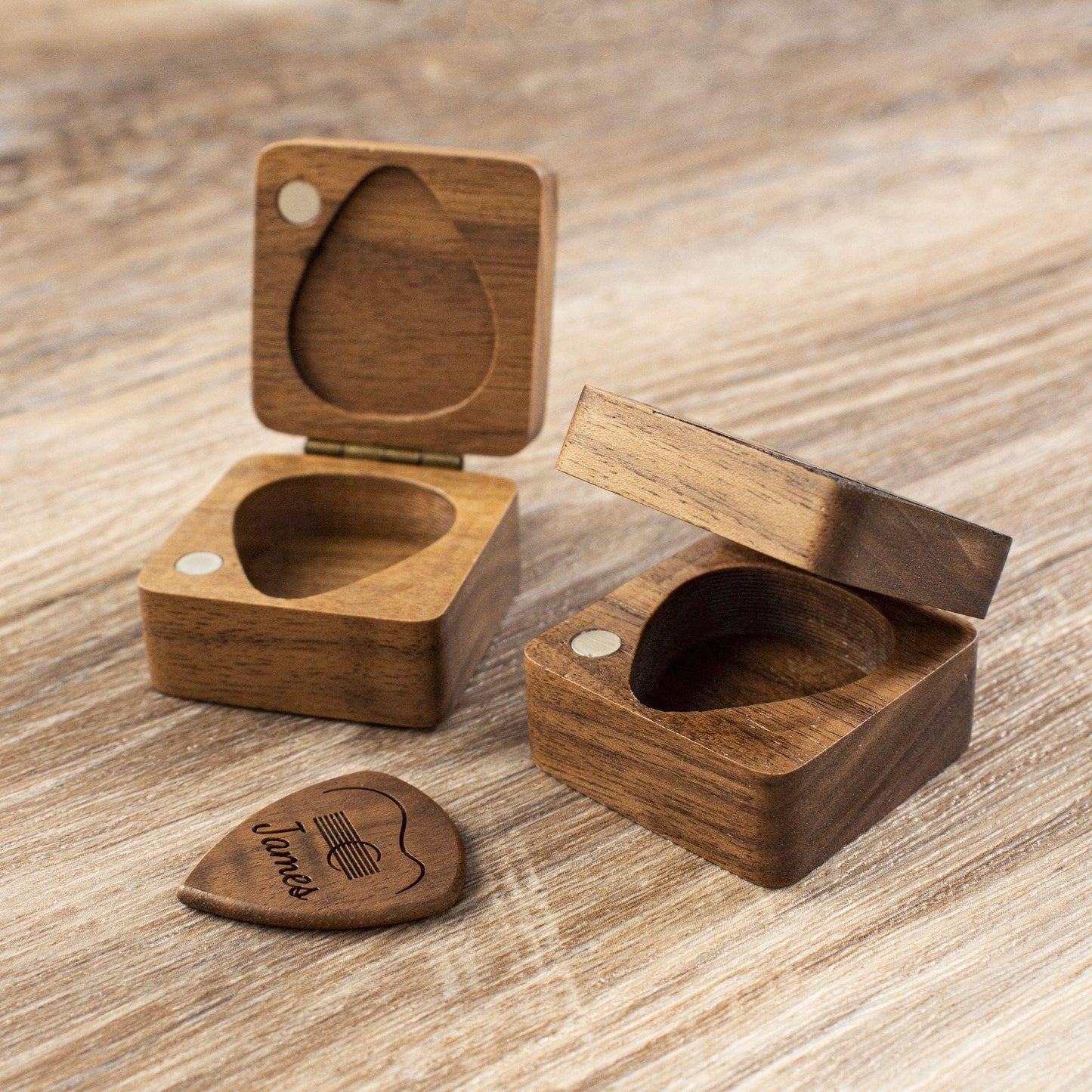 Personalized Wood 3D Guitar Pick Case, Custom Engraved Pick Box,  Christmas Gift for Guitarists