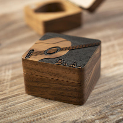 Personalized Wood 3D Guitar Pick Case, Custom Engraved Pick Box,  Christmas Gift for Guitarists