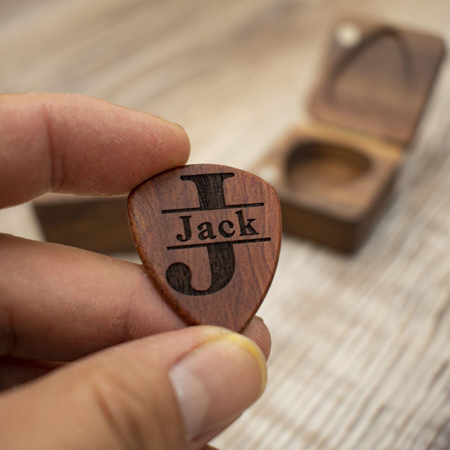 Personalized Wooden Guitar Picks with Case, Custom Guitar Pick Holder, Plectrum Box Guitar Player Gift, Father's Day, Gifts for Christmas