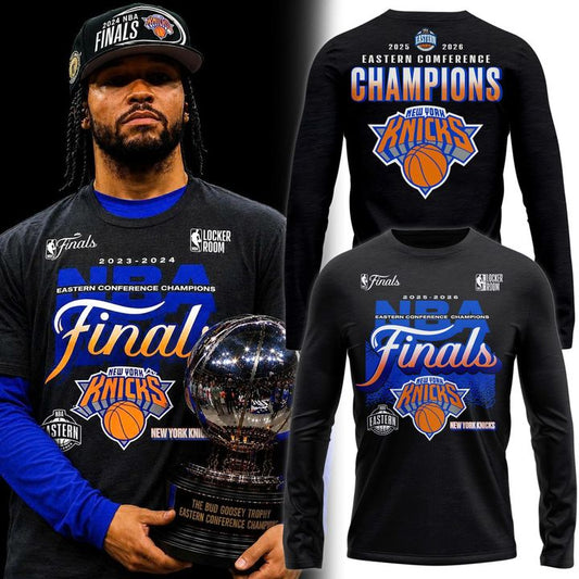Men's New York Knicks Fanatics Charcoal 2026 Eastern Conference Champions Two-Sided Long Tee