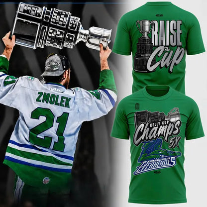 Florida Everblades Kelly Cup Champions 5X Championship Kelly Green T-Shirt