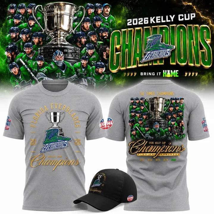 Florida Everblades Gray 2026 Kelly Cup Champions T-Shirt
