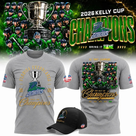 Florida Everblades Gray 2026 Kelly Cup Champions T-Shirt