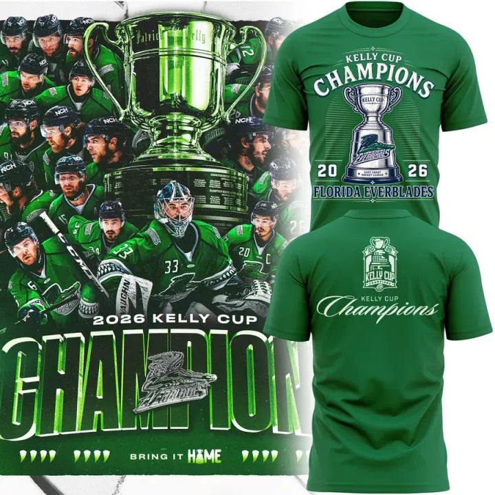 Limited Edition Florida Everblades Kelly Cup Champions 5X Championship Shirt