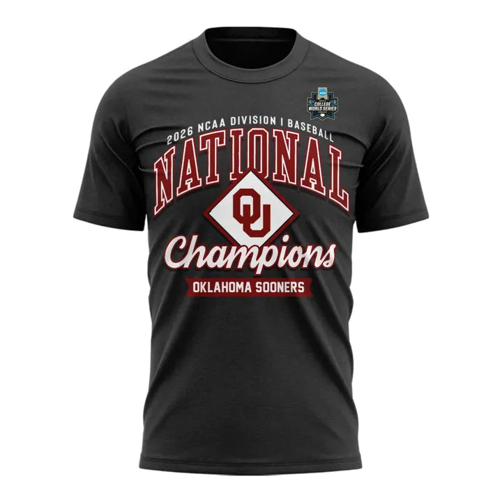 Oklahoma Sooners Charcoal 2026 NCAA Division I Baseball National Champions Locker Room T-Shirt