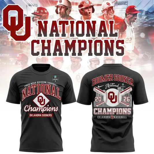 Oklahoma Sooners Charcoal 2026 NCAA Division I Baseball National Champions Locker Room T-Shirt