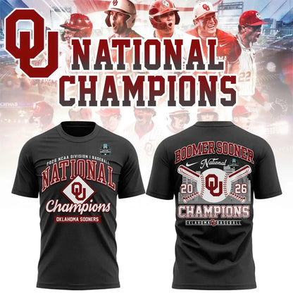 Sooners Crimson 2026 NCAA Division I Baseball National Champions Locker Room Shirt