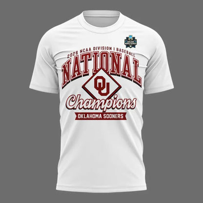 Oklahoma Sooners White 2026 NCAA Division I Baseball National Champions Locker Room T-Shirt