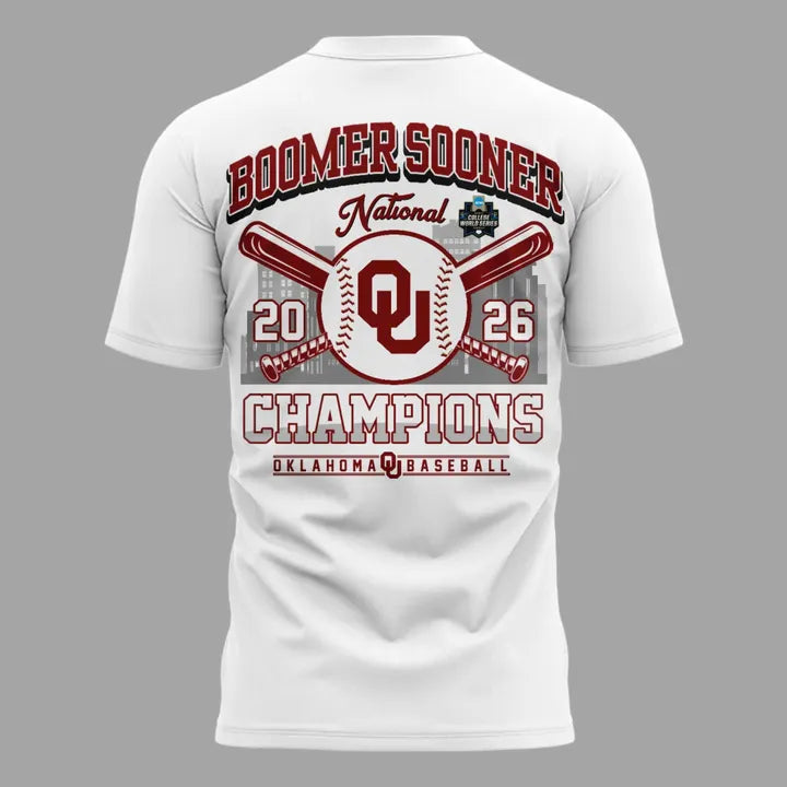 Oklahoma Sooners White 2026 NCAA Division I Baseball National Champions Locker Room T-Shirt