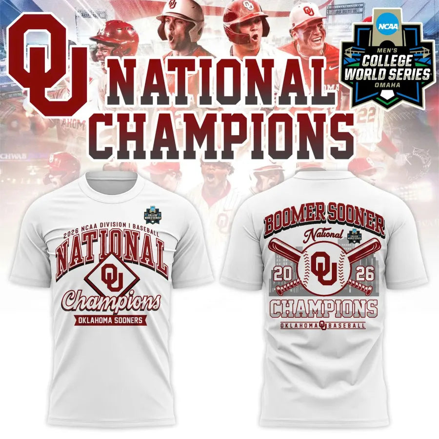 Sooners Crimson 2026 NCAA Division I Baseball National Champions Locker Room Shirt