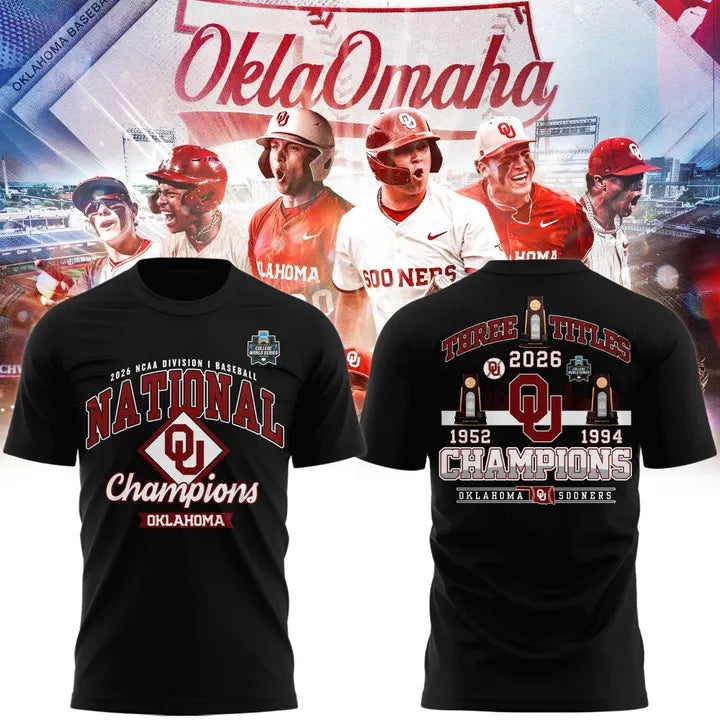 Oklahoma Sooners 2026 NCAA Baseball National Champions Locker Room T-Shirt - Black