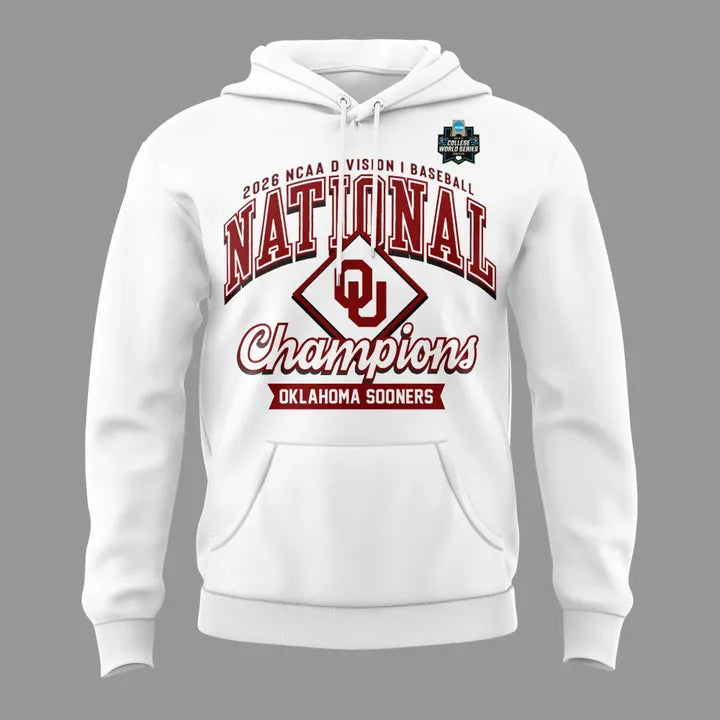 Oklahoma Sooners White 2026 NCAA Division I Baseball National Champions Locker Room Hoodie