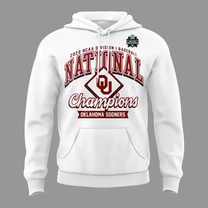 Oklahoma Sooners White 2026 NCAA Division I Baseball National Champions Locker Room Hoodie