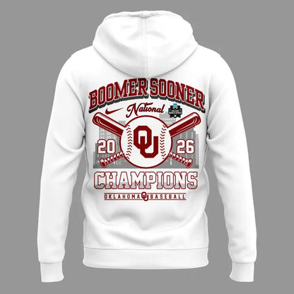 Oklahoma Sooners White 2026 NCAA Division I Baseball National Champions Locker Room Hoodie