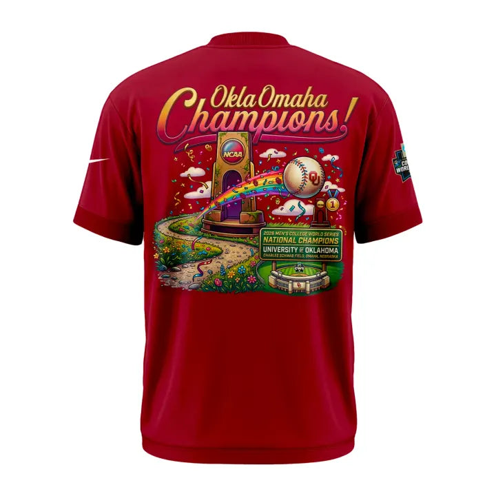Oklahoma Baseball Champions 2026 Men's College World Series Tee - Red