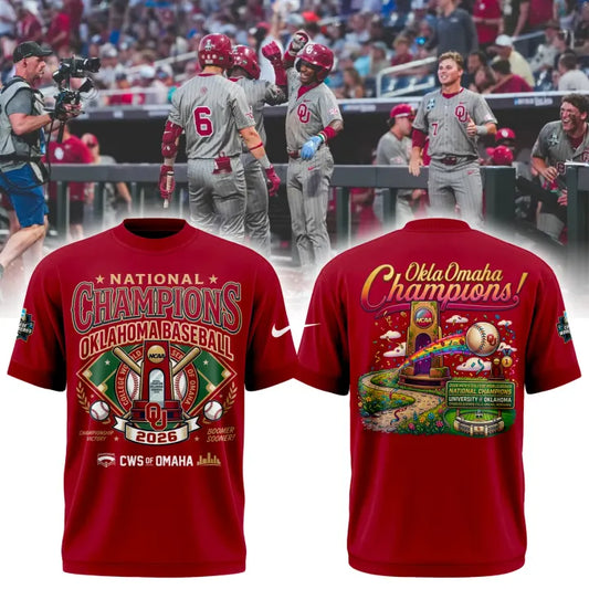 Oklahoma Baseball Champions 2026 Men's College World Series Tee - Red
