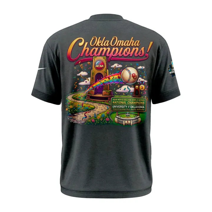 Oklahoma Baseball Champions 2026 Men's College World Series Tee - Grey