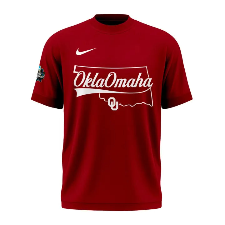 Oklahoma Baseball Omaha 2026 Men's College World Series Tee - Red