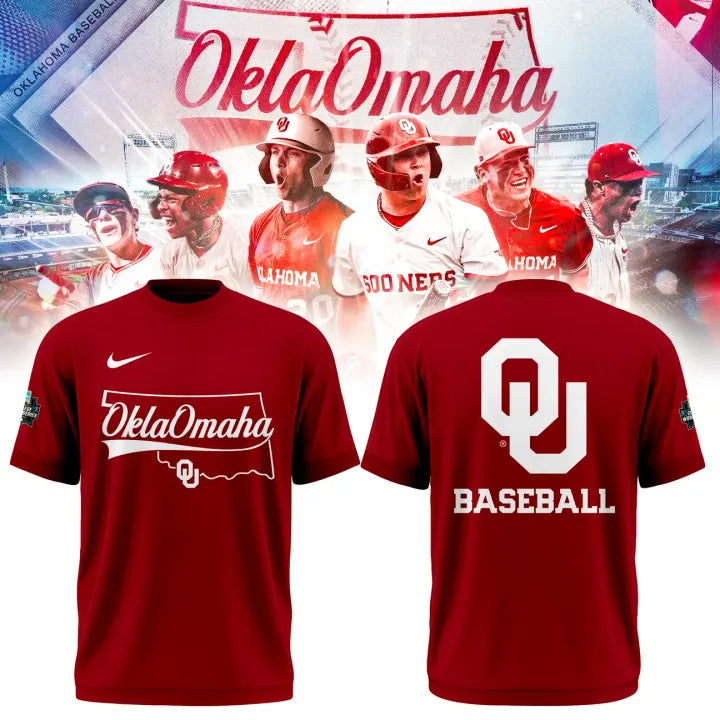 Oklahoma Baseball Omaha 2026 Men's College World Series Tee - Red