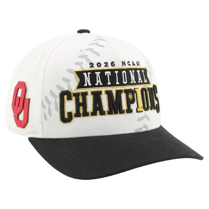 Unisex Zephyr White/Black Oklahoma Sooners 2026 NCAA Baseball Men's College World Series Champions Locker Room Adjustable Hat