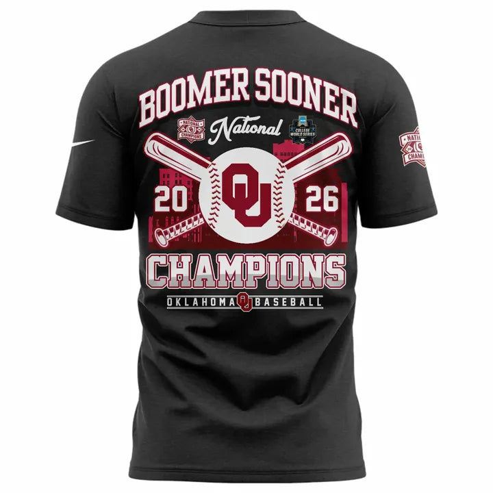 Men's Champion Gray Oklahoma Sooners 2026 NCAA Baseball Men's College World Series Champions Locker Room T-Shirt
