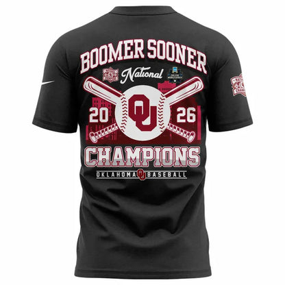 Men's Champion Gray Oklahoma Sooners 2026 NCAA Baseball Men's College World Series Champions Locker Room T-Shirt