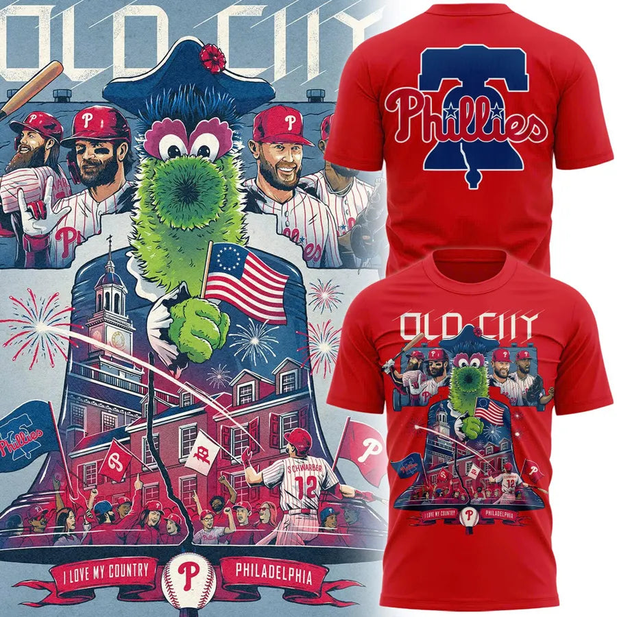 Limited Edition Phillies Old City Patriotic Two-Sided Graphic Shirt