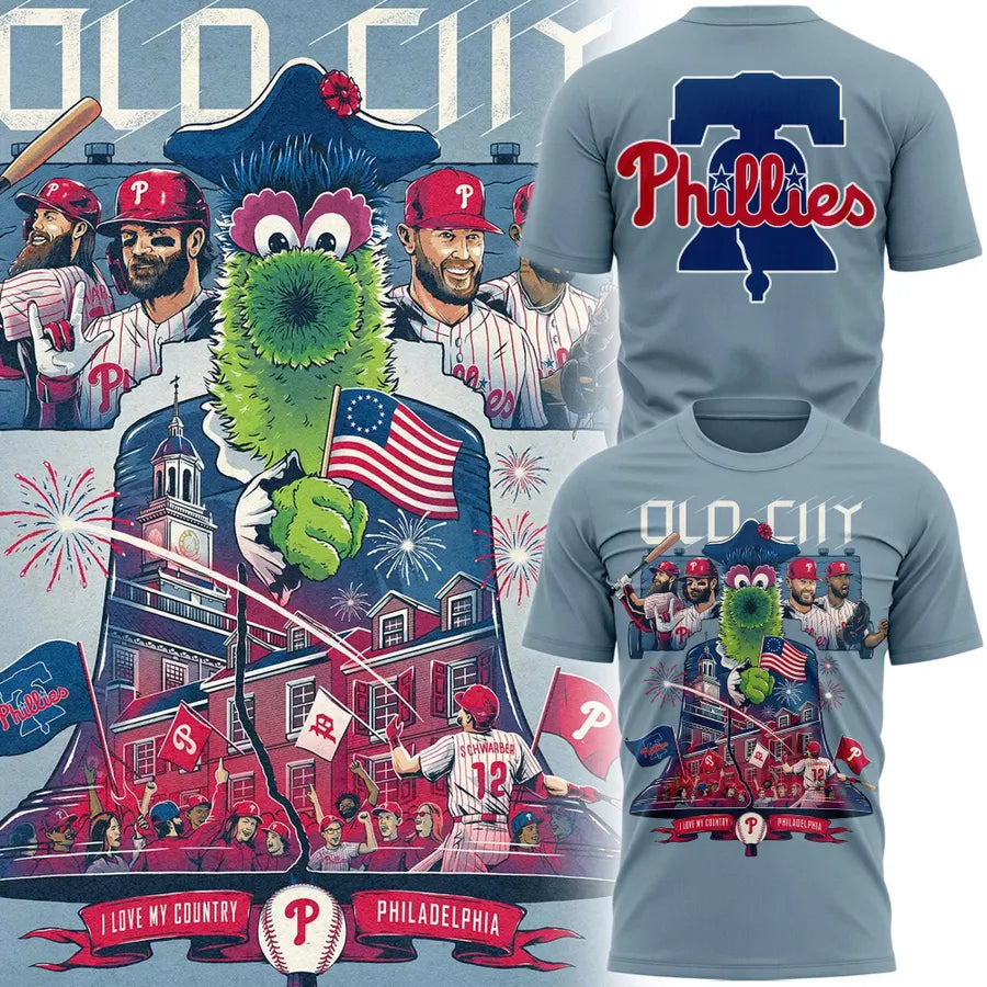 Limited Edition Phillies Old City Patriotic Two-Sided Graphic Shirt
