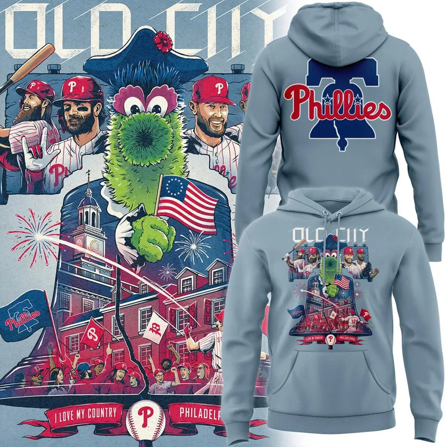 Limited Edition Phillies Old City Patriotic Two-Sided Graphic Hoodie