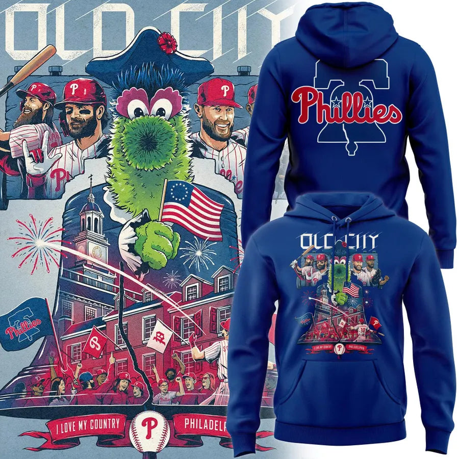 Limited Edition Phillies Old City Patriotic Two-Sided Graphic Hoodie