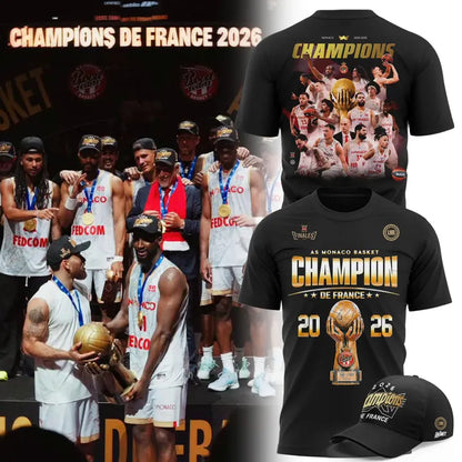 AS Monaco Basket 2026 French League Champions T-shirt(v1)