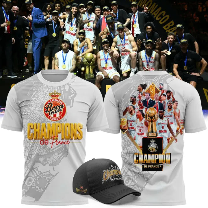 AS Monaco Basket 2026 Betclic Élite Champions Two-Sided Graphic T-Shirt