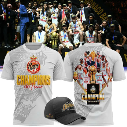 AS Monaco Basket 2026 Betclic Élite Champions Two-Sided Graphic T-Shirt