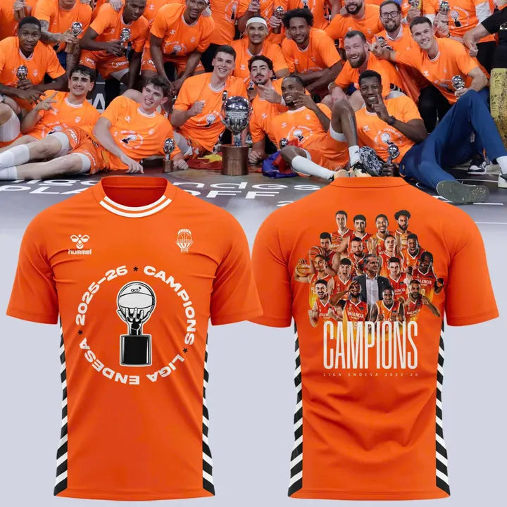 Valencia Basket 2026 Liga Endesa Champions T-Shirt - Orange Basketball Tee(v1)