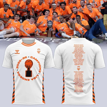 Valencia Basket 2026 Liga Endesa Champions T-Shirt - White Basketball Tee